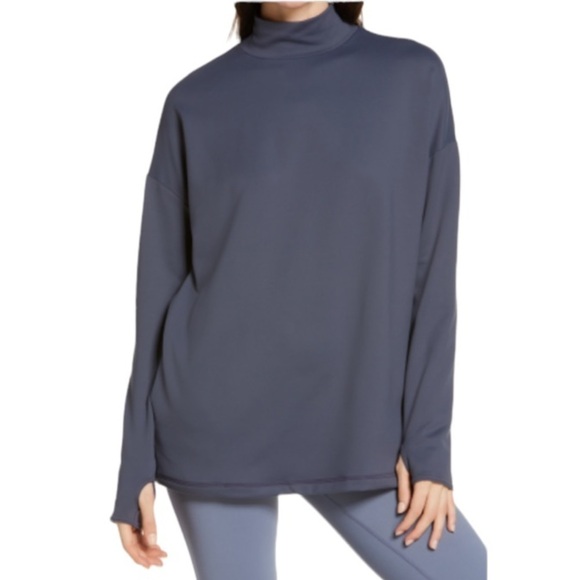 Sweaty Betty Eco Thermal Mock Neck Oversized Sweatshirt Naval Gray Small NWT! - Picture 10 of 10